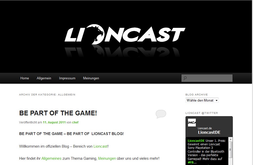 Screenshot Lioncast Blog